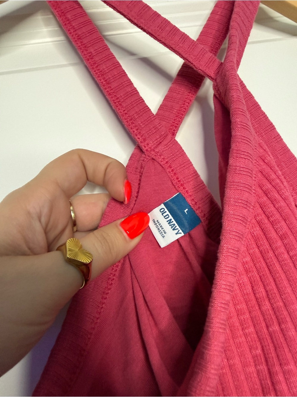 Old Navy Raspberry Pink Ribbed Cross-Back Midi Dress - Picture 3 of 3
